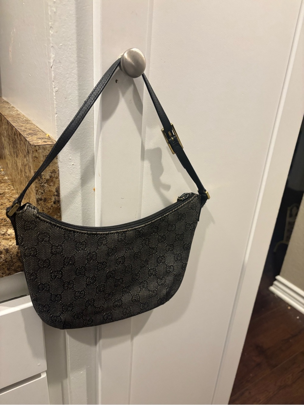 OFFER -VIDEO -❤️ GUCCI Black Denim pouchet Shoulder Bag